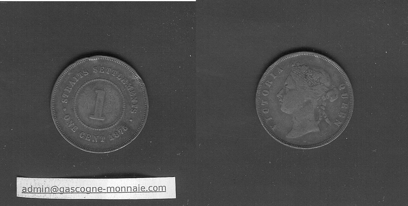 Straits Settlements 1 cent 1875W gF